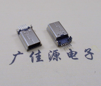 Mini USB5Pin公头180度,贴板带柱体长13.2MM