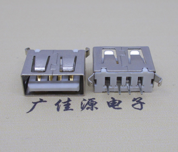 USB AF短体10.5MM母座,接口处直边180度弯脚插板规格