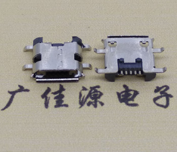 反贴板Micro USB B型口5P尾插,四脚反插带两定位柱