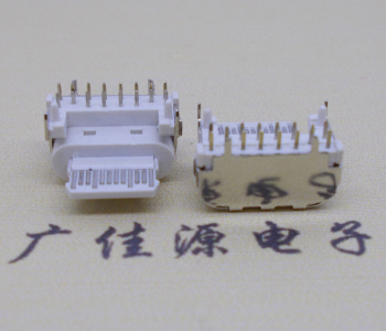 type c接口板端16p,双排DIP90度插板/带柱纯塑外露连接器