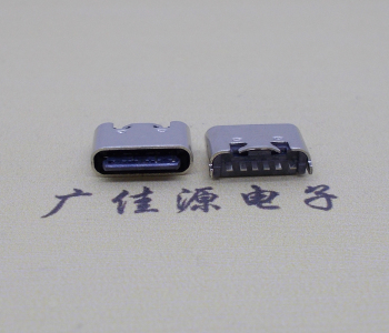 短体5.0mm立插板type c6p母座连接器接口