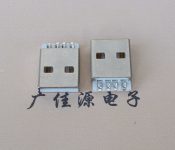 USB2.0焊线式公头 4p端子白色胶芯 总长L=20.5mm一体式