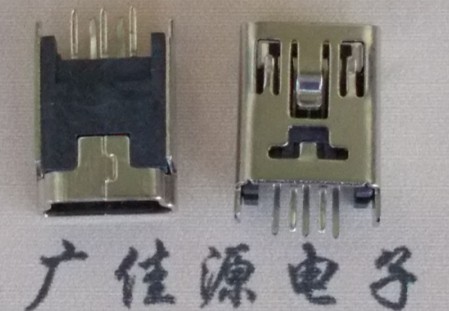 Mini USB180度直插长脚|立式DIP迷你USB|移动电源连接器