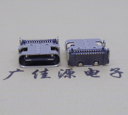USB 3.1 TYPE C板上型母座,24P双排贴带柱